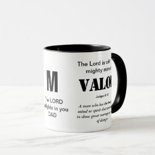 MIGHTY MAN OF VALOR Christian Monogram Mug