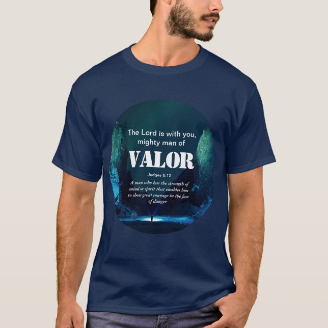 MIGHTY MAN OF VALOR Christian T-Shirt (Front)