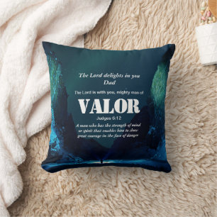 MIGHTY MAN OF VALOR   Christian Throw Pillow