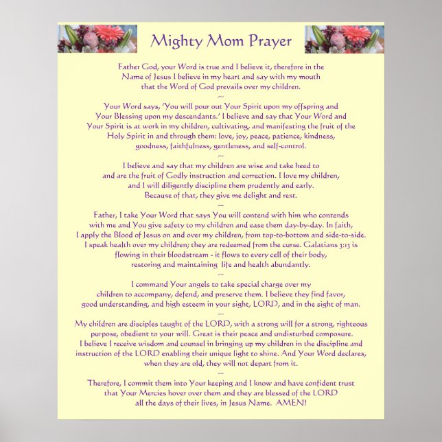 Mighty Mom Prayer Poster (Front)