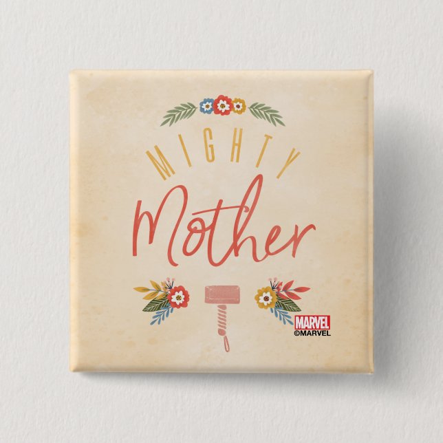 Mighty Mother 2 Inch Square Button (Front)