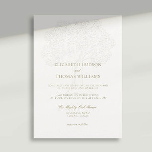 Mighty Oak Faux Embossed Modern Formal Wedding Invitation