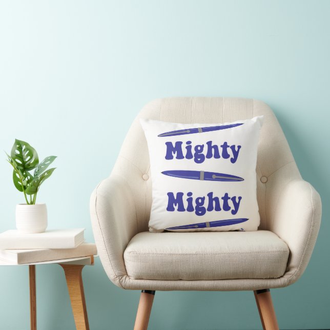 Mighty Pen Author Fun Writer Slogan Throw Pillow (Chair)