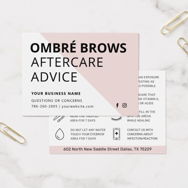 Mighty Pink Ombre Powder Brows Aftercare Card (Office)