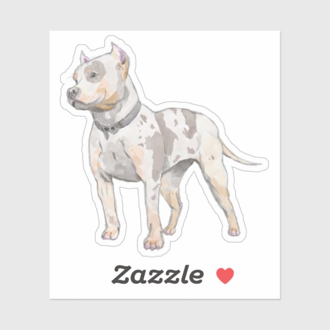 Mighty Pitbull Dog Watercolor Sketch Art (Sheet)