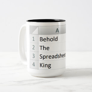 Mighty Spreadsheet King, Excel Silver Two-Tone Coffee Mug