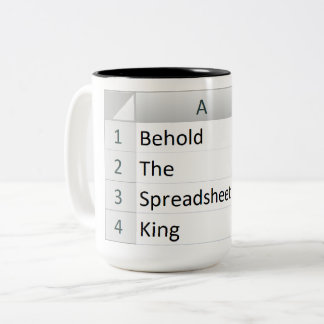 Mighty Spreadsheet King, Excel Silver Two-Tone Coffee Mug