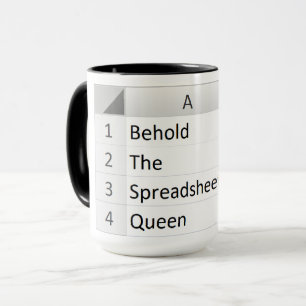Mighty Spreadsheet Queen, Excel Black Mug