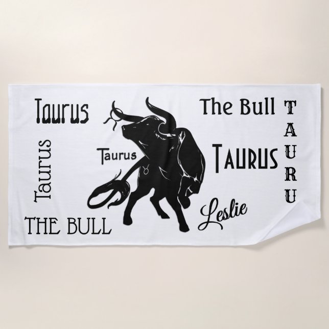 Mighty Taurus the Bull Zodiac Beach Towel (Front)