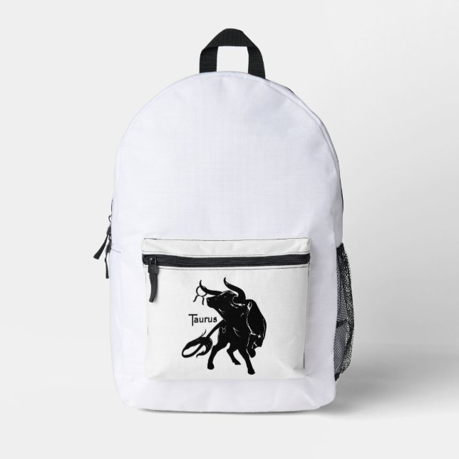 Mighty Taurus the Bull Zodiac Printed Backpack (Front)