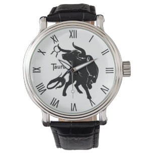 Mighty Taurus the Bull Zodiac Roman Numerals Watch