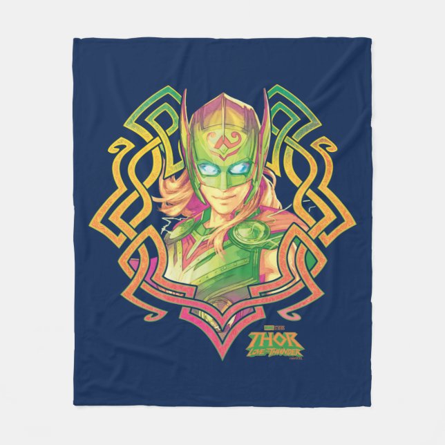 Mighty Thor Colourful Asgardian Graphic Fleece Blanket (Front)