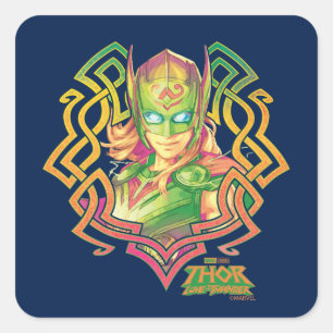 Mighty Thor Colourful Asgardian Graphic Square Sticker