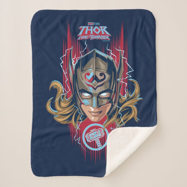 Mighty Thor Helmet Graphic Sherpa Blanket (Front)