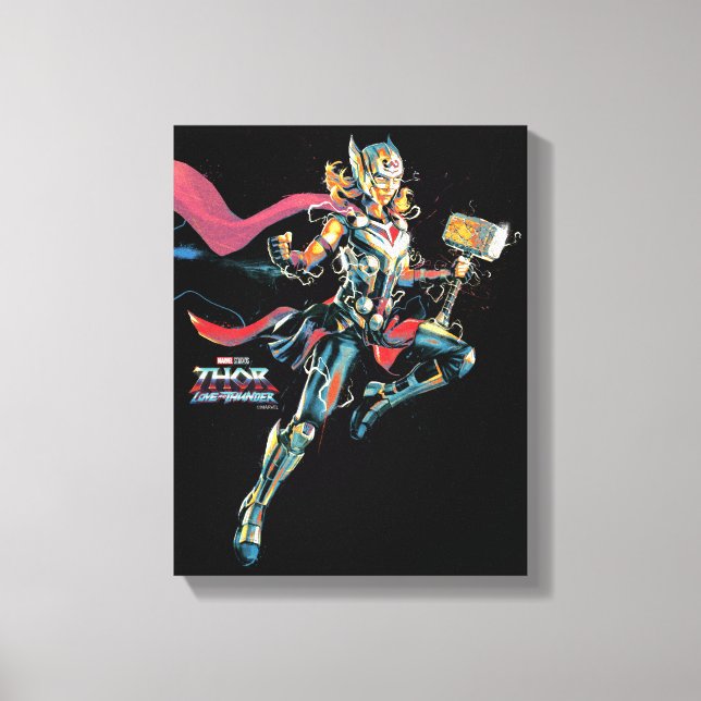 Mighty Thor Illustrated Character Art Canvas Print (Front)