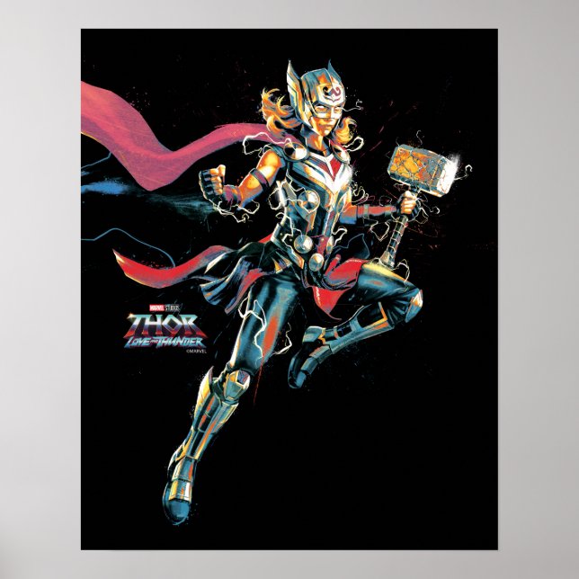Mighty Thor Illustrated Character Art Poster (Front)