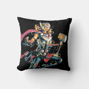 Mighty Thor Illustrated Character Art Throw Pillow