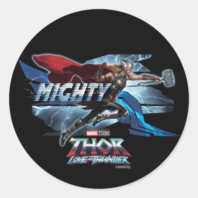 Mighty Thor Mjölnir Rush Graphic Classic Round Sticker (Front)