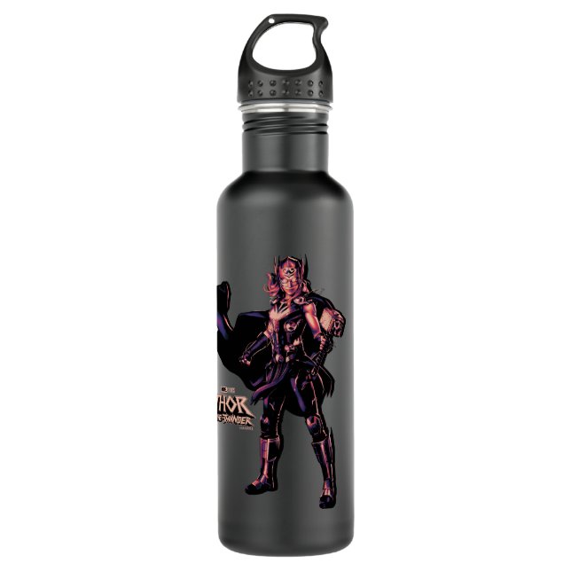 Mighty Thor Stylized Striped Character Graphic 710 Ml Water Bottle (Front)