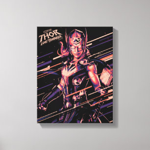 Mighty Thor Stylized Striped Character Graphic Canvas Print