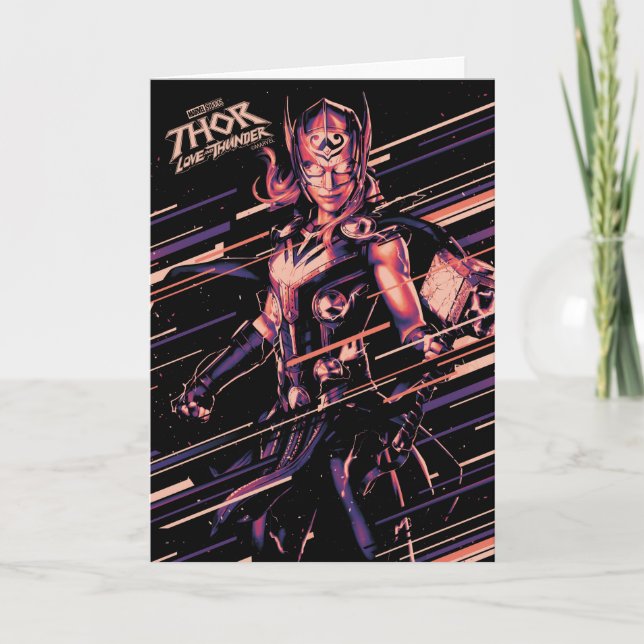Mighty Thor Stylized Striped Character Graphic Card (Front)