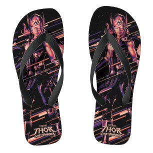 Mighty Thor Stylized Striped Character Graphic Flip Flops