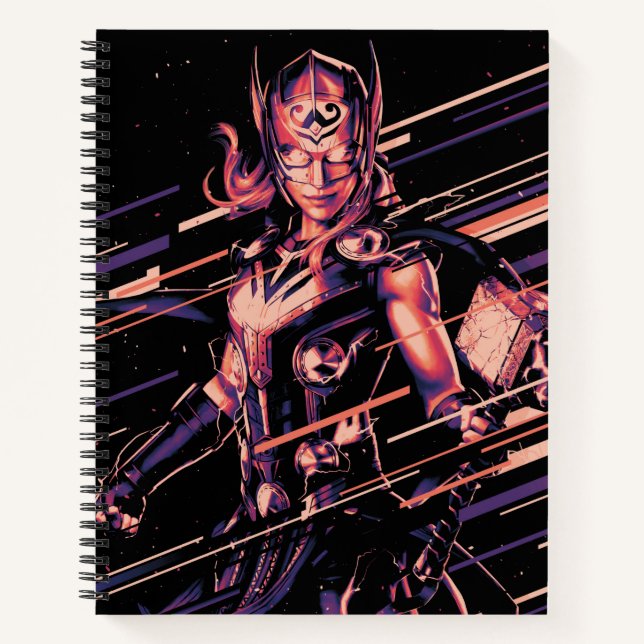 Mighty Thor Stylized Striped Character Graphic Notebook (Front)