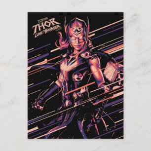 Mighty Thor Stylized Striped Character Graphic Postcard