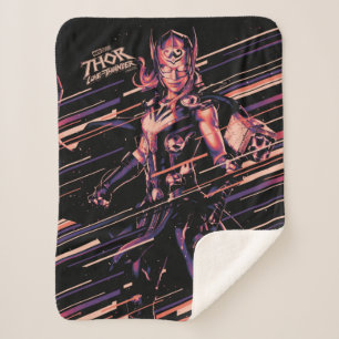 Mighty Thor Stylized Striped Character Graphic Sherpa Blanket