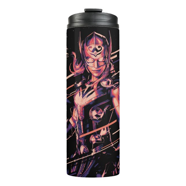 Mighty Thor Stylized Striped Character Graphic Thermal Tumbler (Front)