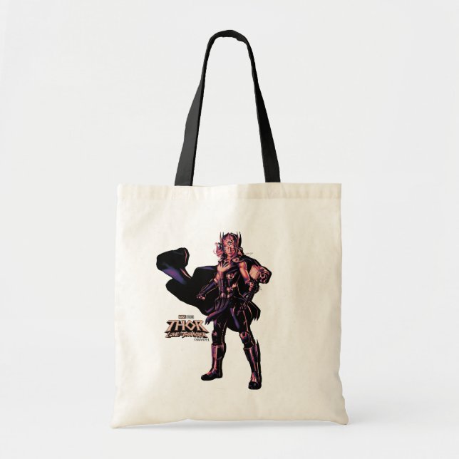 Mighty Thor Stylized Striped Character Graphic Tote Bag (Front)