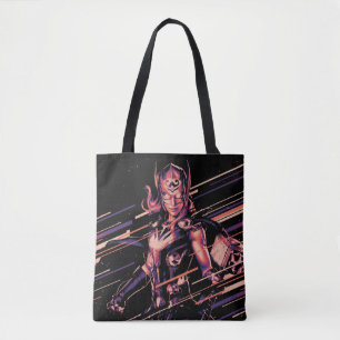 Mighty Thor Stylized Striped Character Graphic Tote Bag