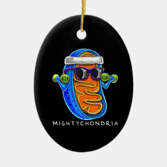 Mightychondria Cellular Biology Science Teacher Ceramic Ornament (Front)