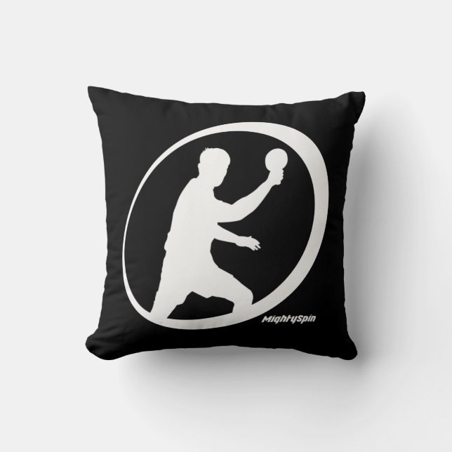 MightySpin  Ping Pong Tee  Table Tennis  Comfy Throw Pillow (Front)