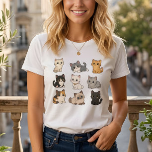 Mignon Adorable Kawaii Chat Chaton Blanc T-Shirt