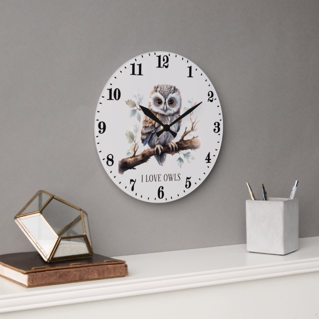 mignon amateur de hibou ajouter du texte Horloge (Bureau)