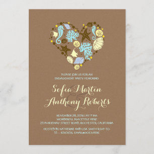mignon amour coeur plage engagement invitation