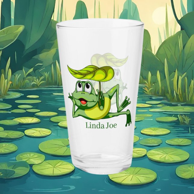 mignon amoureux de grenouille ajouter nom Verre (Créateur téléchargé)