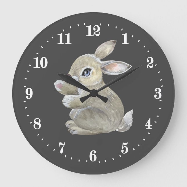 mignon amoureux du lapin animal Grande horloge (Recto)