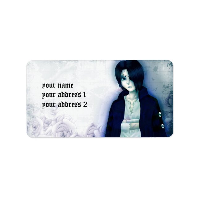 mignon anima emo garçon étiquettes de adresse pour (Devant)