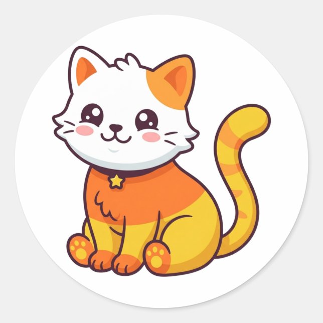 Mignon autocollant de chat Candy Corn pour Hallowe (Devant)