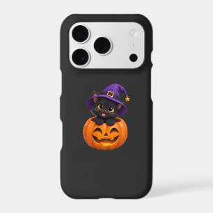 Mignon autocollant de chat noir Halloween sorcière