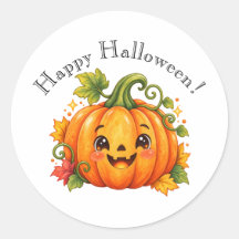 Mignon Autocollant de citrouille de Joyeux Hallowe