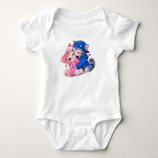 Mignon Body pour Bébé Couple de Chats Adorables, K