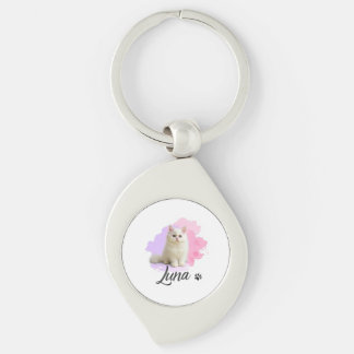 Mignon Chat Métal Porte-Clés – Luna