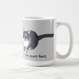 Mignon Chat Noir et Blanc en Pointillisme Tasses P