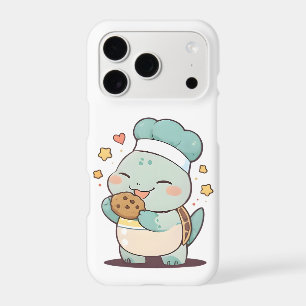 Mignon Chef Tortue Mangeant un Cookie Design Kawai