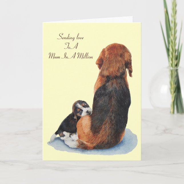 mignon chiot beagle chien versed maman carte de vo (Devant)