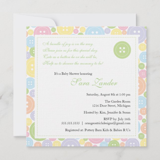 Mignon comme invitation neutre de baby shower de (Devant)