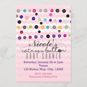 MIGNON COMME UN BOUTON Invitations de Baby Shower